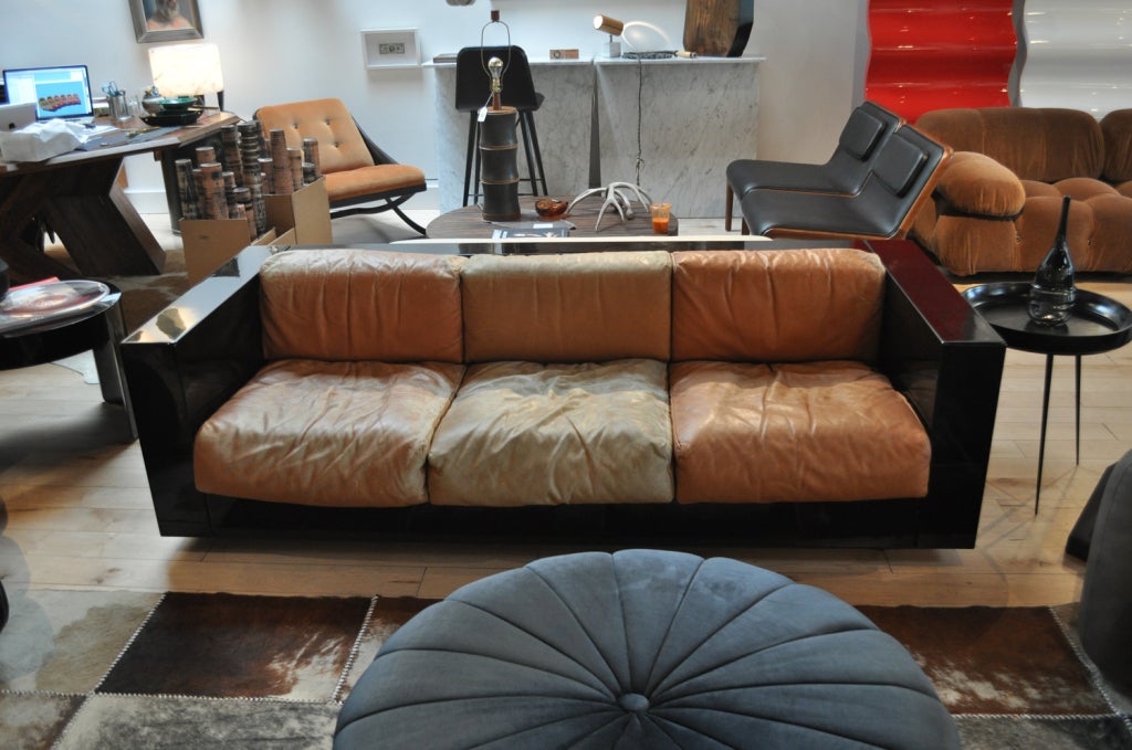 Quintessential 1960's gorgeous Italian vintage sofa.  Extraordinary patina to leather only achieved through natural age.