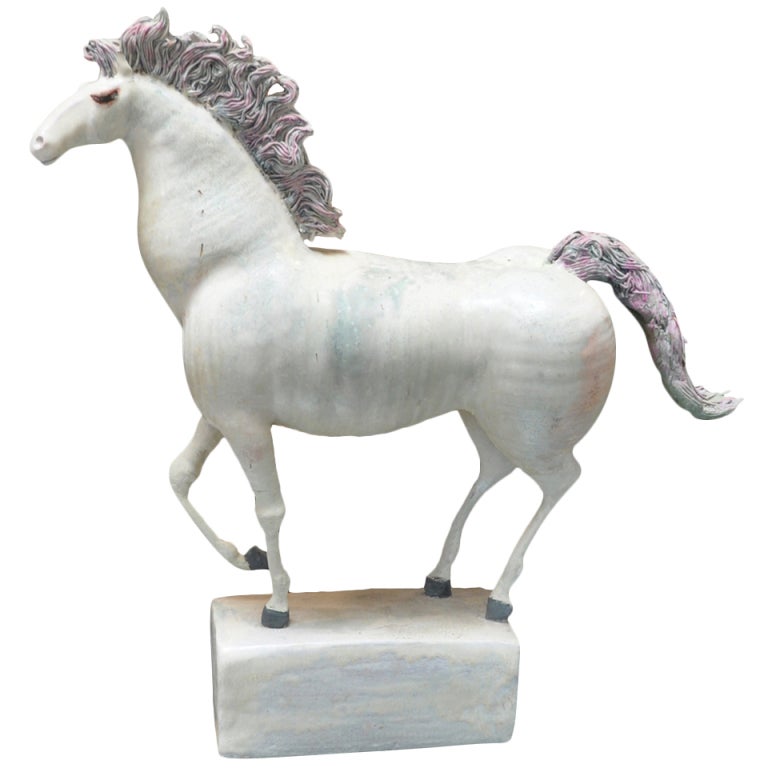 Mid Century Ceramic Horse Sculpture at 1stDibs