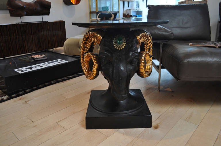 Unknown Pair of Neoclassical Style Ram Head Side Tables