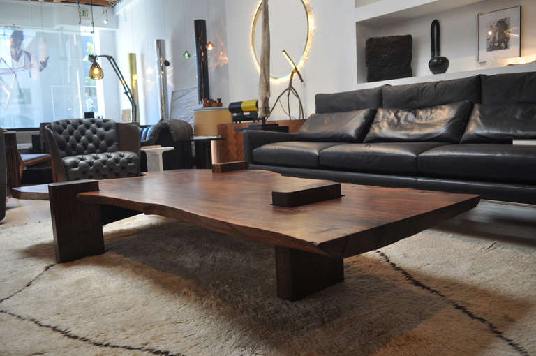 American Large Scale Walnut Slab Coffee Table by Richard Patterson