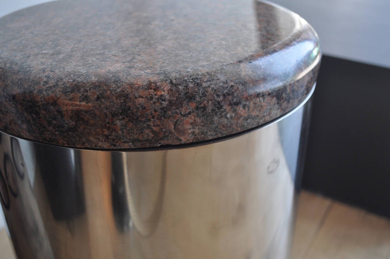 Vintage Granite and Stainless Steel Stool 2