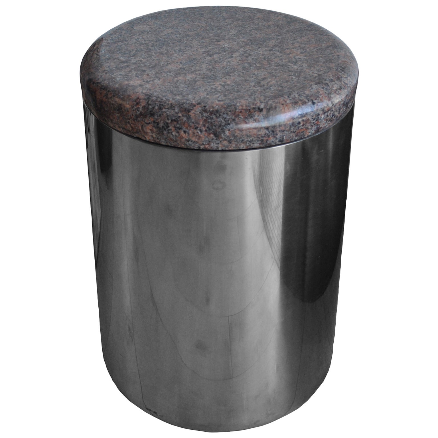 Vintage Granite and Stainless Steel Stool