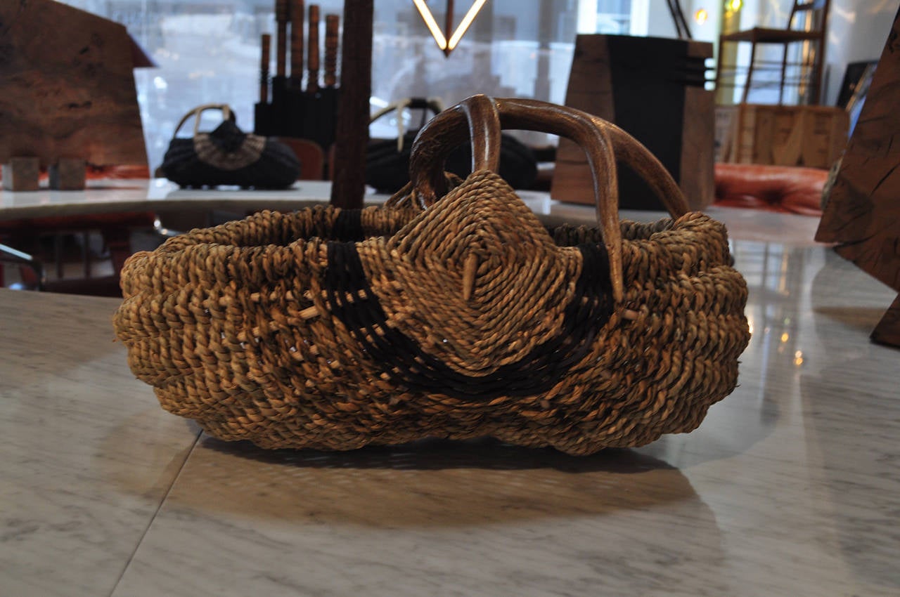 This custom deer antler basket was made by artist Dax Savage. Savage is a Los Angeles based jewelry designer and artist whose career started over 20 years ago out of a fascination with recycled hardware and found objects. He uses handmade and cast
