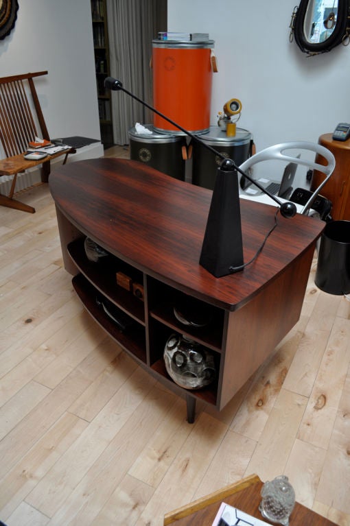 Kidney Shaped Rosewood Danish Modern Desk 1