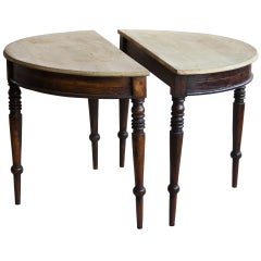 Pair 19th Century French Demi-Lune Tables