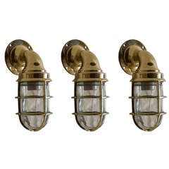 Set of 3 Large English Brass Nautical Ship's Lights