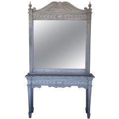 Vintage Console Table and Associated Mirror