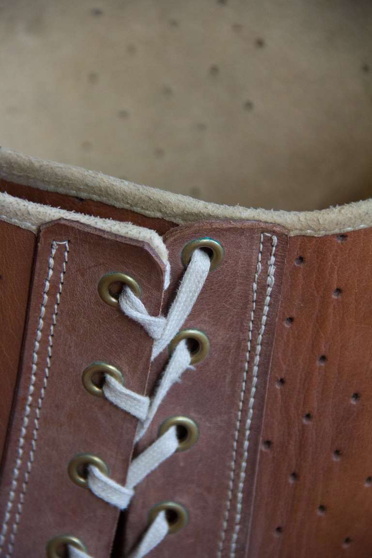 Rare Vintage French Leather Corset In Good Condition In Calgary, Alberta