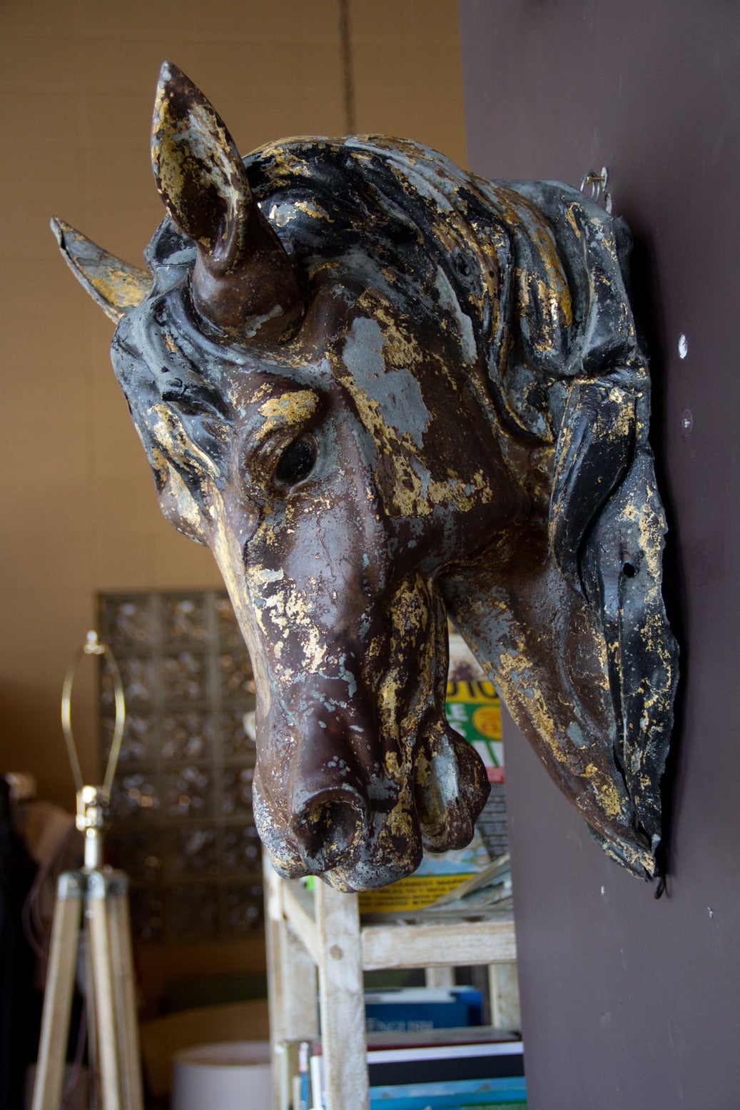 Antique French Zinc Horse Head In Good Condition In Calgary, Alberta