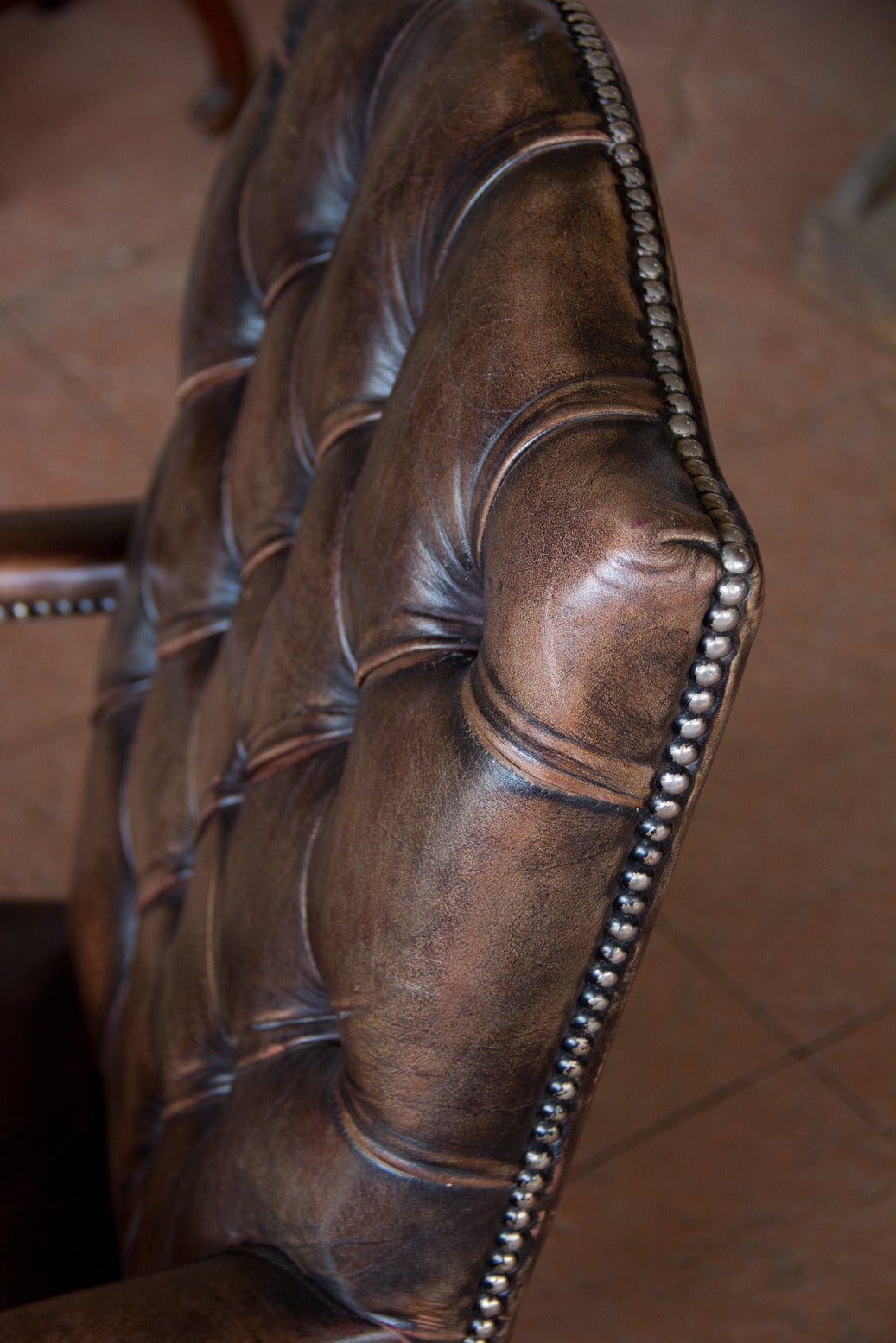 English Vintage Leather Gainsborough Chair 3