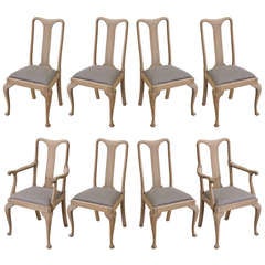 Antique Set of 8 1920s Queen Anne Style Chairs