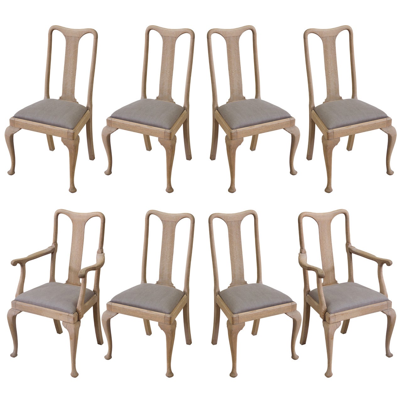 Set of 8 1920s Queen Anne Style Chairs