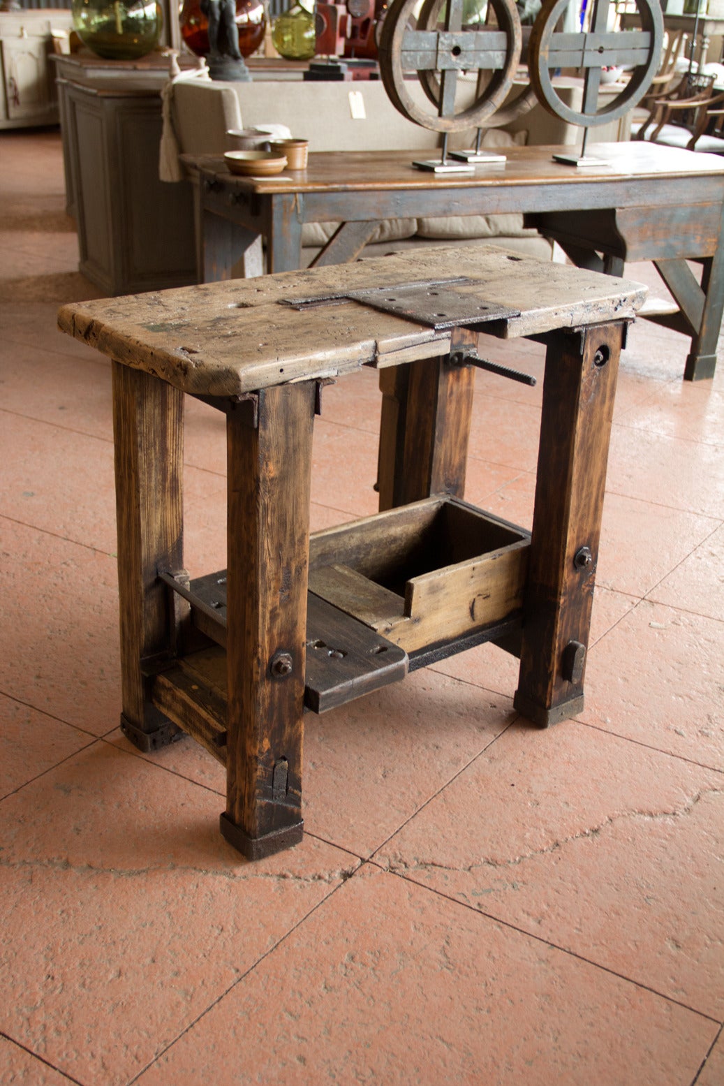 Small Antique French Work Bench 5