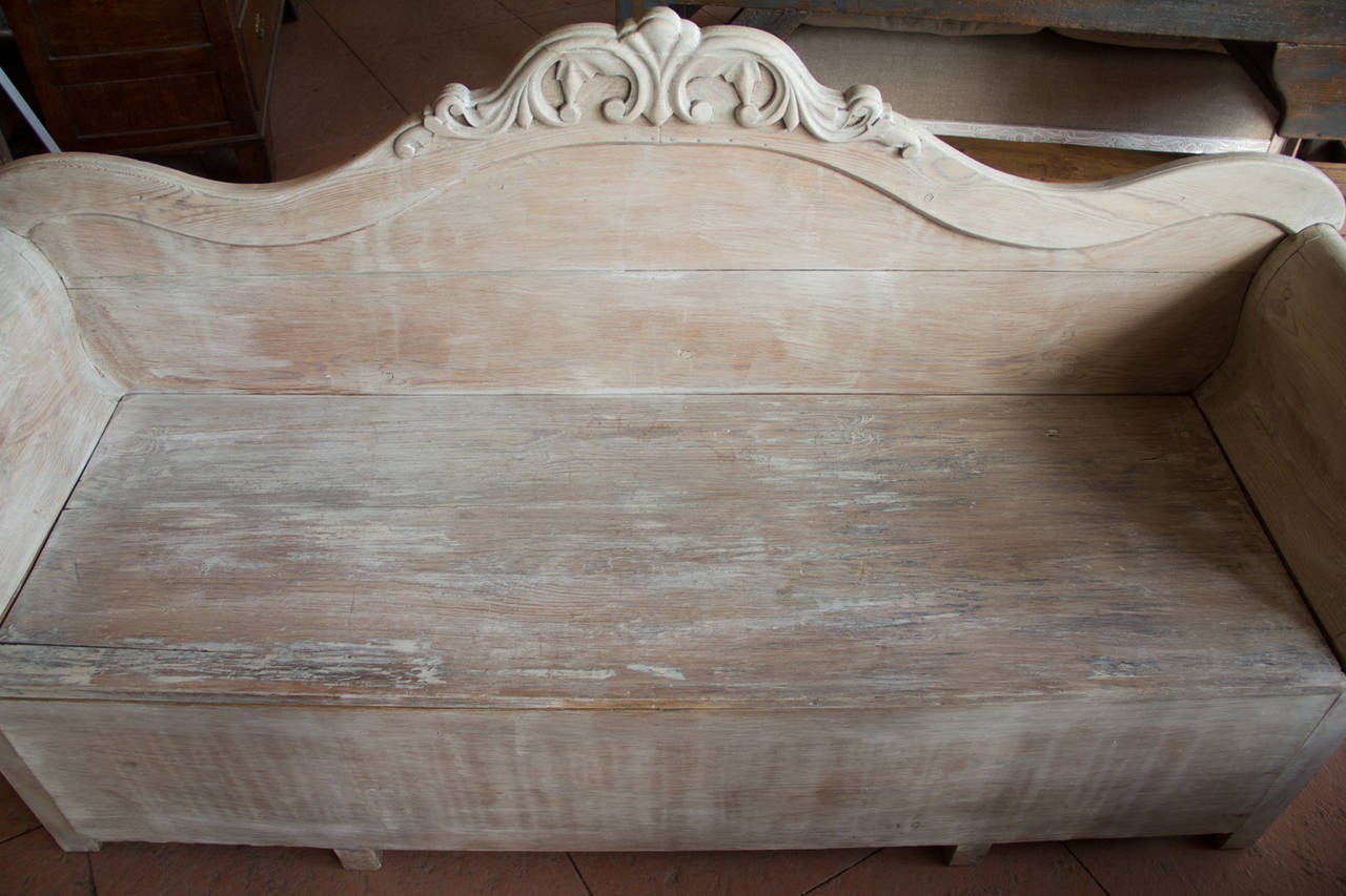 Antique Gustavian Bench with Storage 1