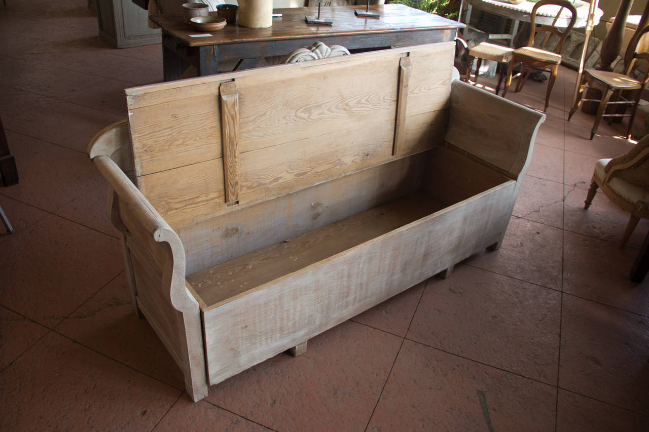 Antique Gustavian Bench with Storage 4