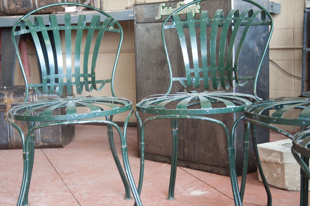 Iron Set of 4 Antique French Garden Chairs