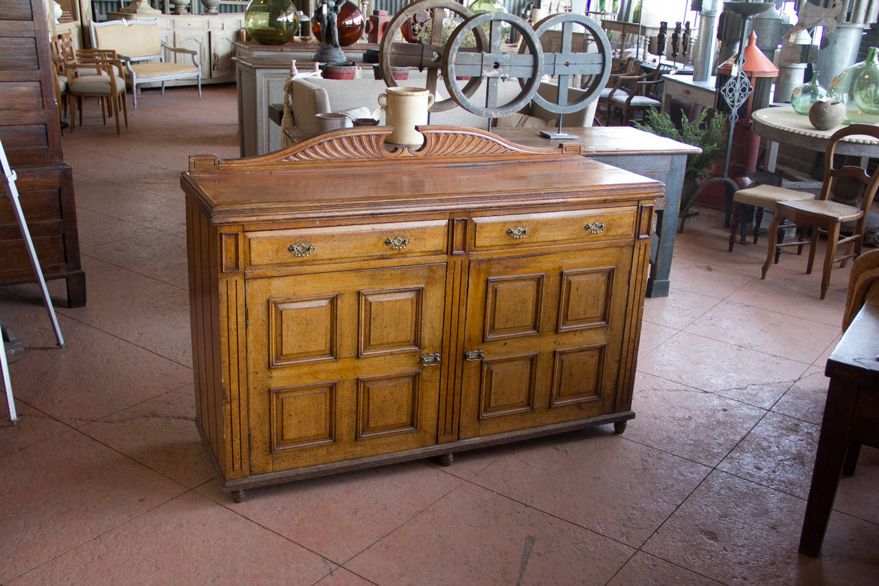 Antique English Arts & Crafts oak sideboard, with two cupboards and two drawers. Really nice patina.