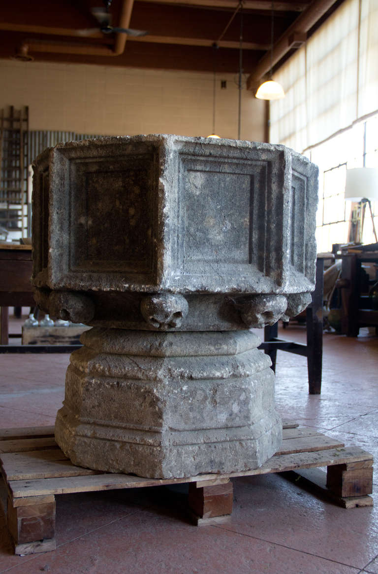 Medieval Antiquet British Octagonal Stone Font