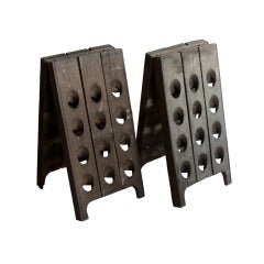 Vintage Pair of French Oak Riddling Racks