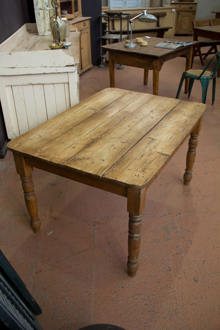 19th Century Victorian Pine Plank Table