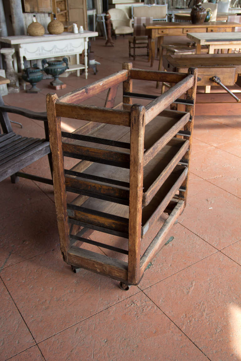 vintage wooden bakers rack