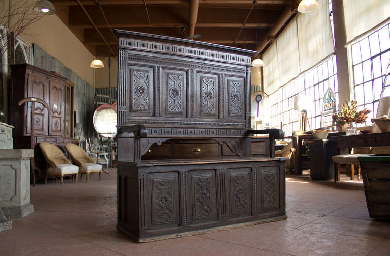 British Antique Jacobean Style English Oak Box Settle