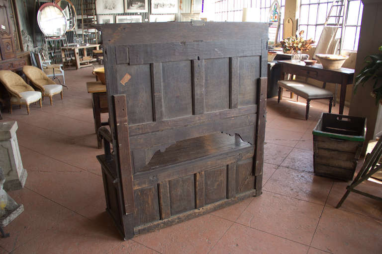 Antique Jacobean Style English Oak Box Settle 4