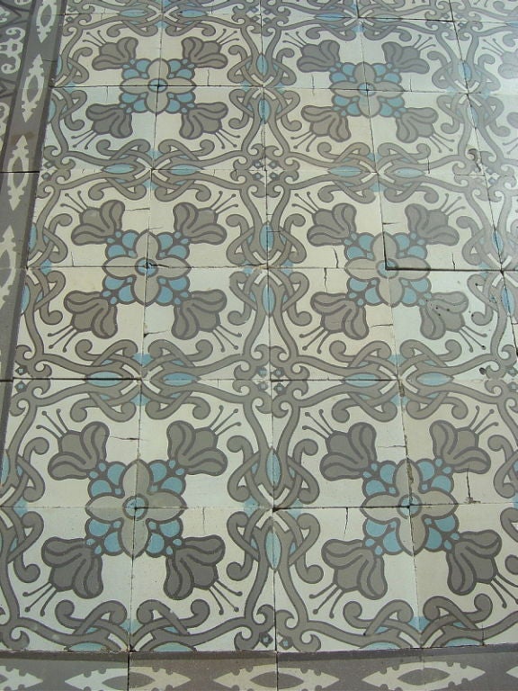 20th Century Art Nouveau Maufroid Freres et Soeur Ceramic Encaustic Floor