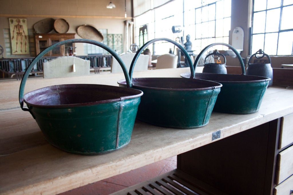 Metal Set of 3 Vintage French Tole Grape Picker's Trugs