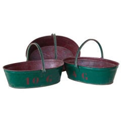 Set of 3 Vintage French Tole Grape Picker's Trugs