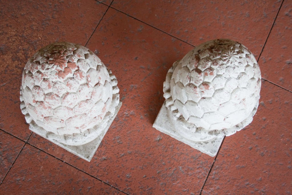 Pair of Vintage Composite Pineapple Finials 5