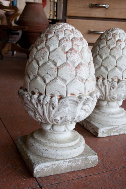 20th Century Pair of Vintage Composite Pineapple Finials