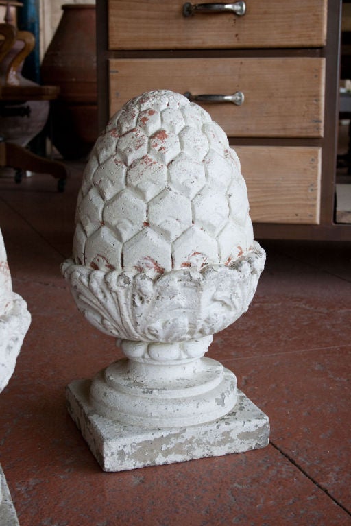 Composition Pair of Vintage Composite Pineapple Finials