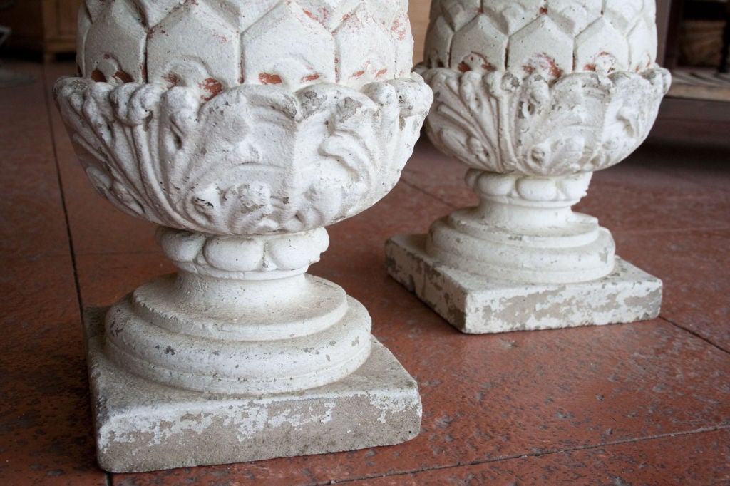 Pair of Vintage Composite Pineapple Finials 1