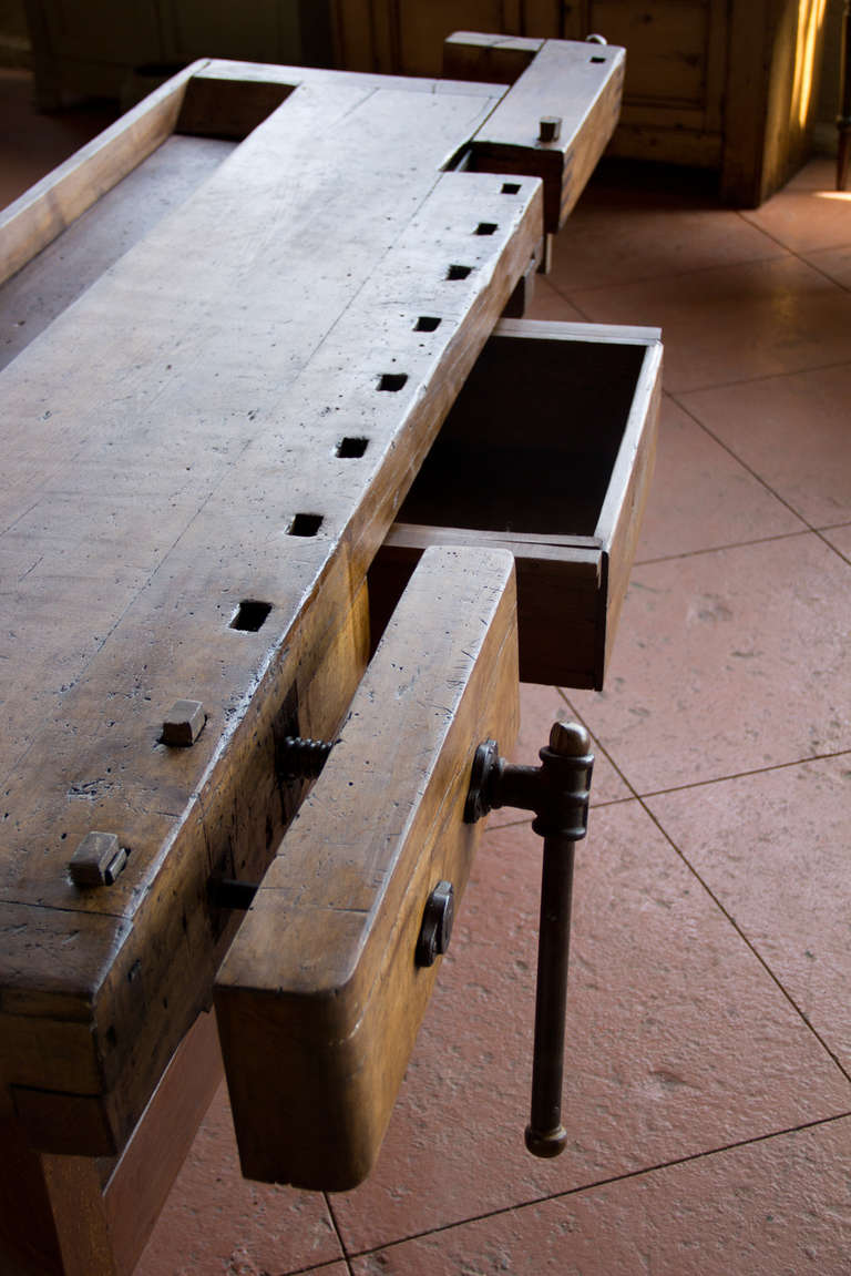 Industrial Antique German Woodworker's Bench