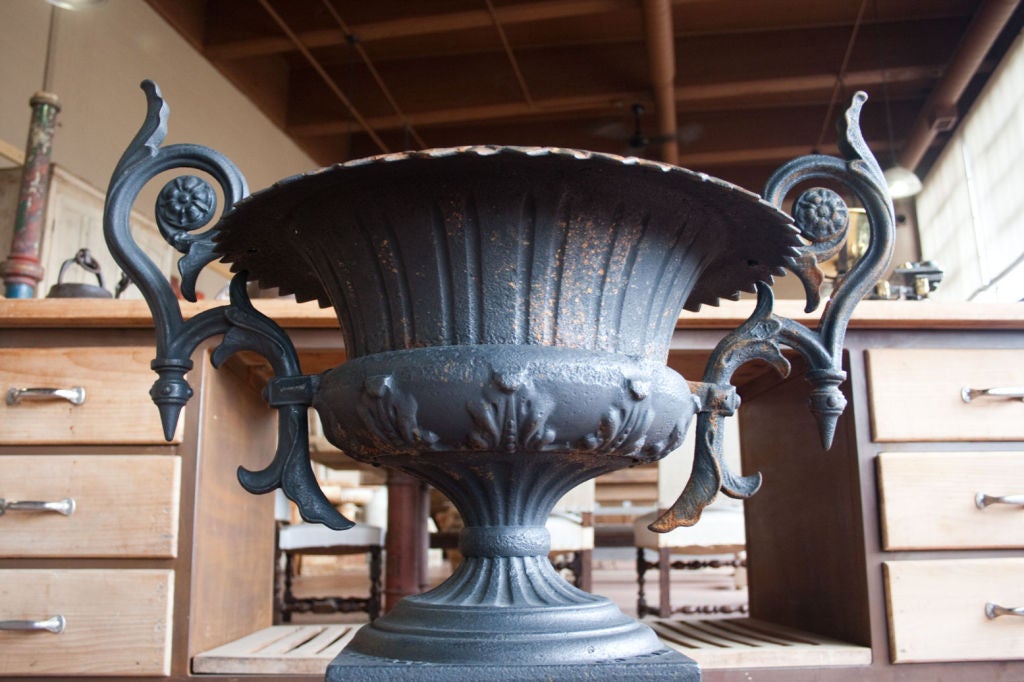 Antique Cast Iron Urn on Plinth 1