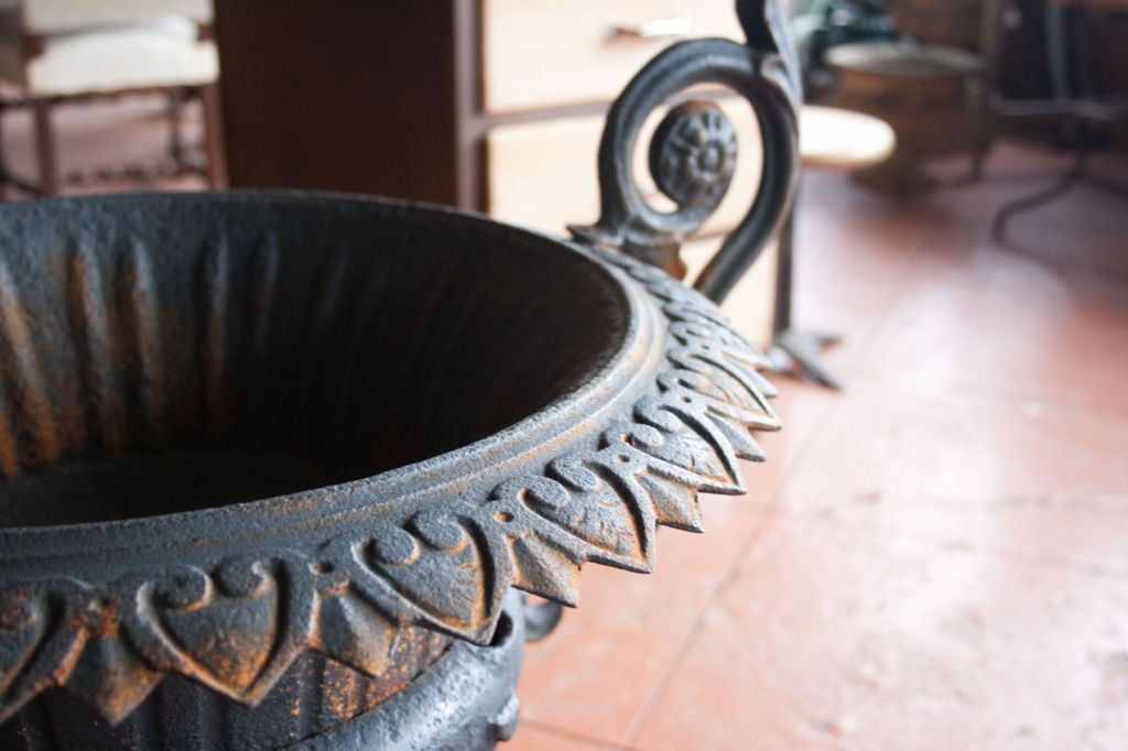 Antique Cast Iron Urn on Plinth 2