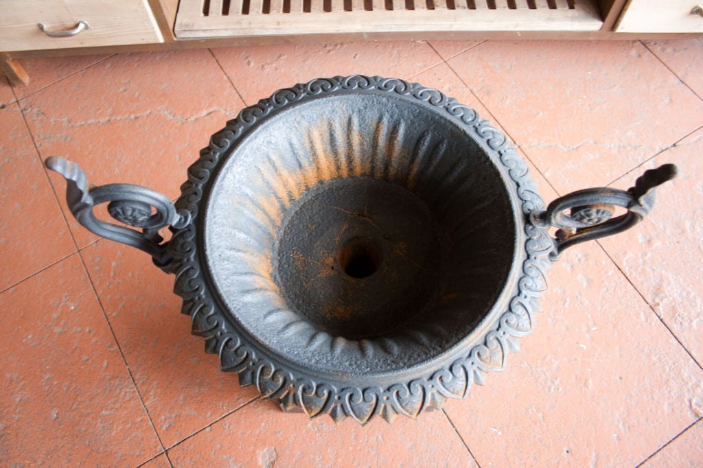 Antique Cast Iron Urn on Plinth 4