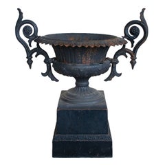 Antique Cast Iron Urn on Plinth
