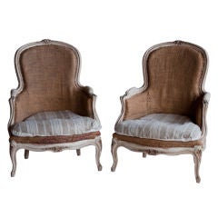 Pair Antique French Bergère Chairs