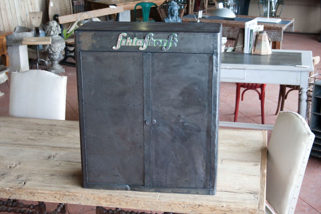 Vintage polished steel industrial tool cabinet by 