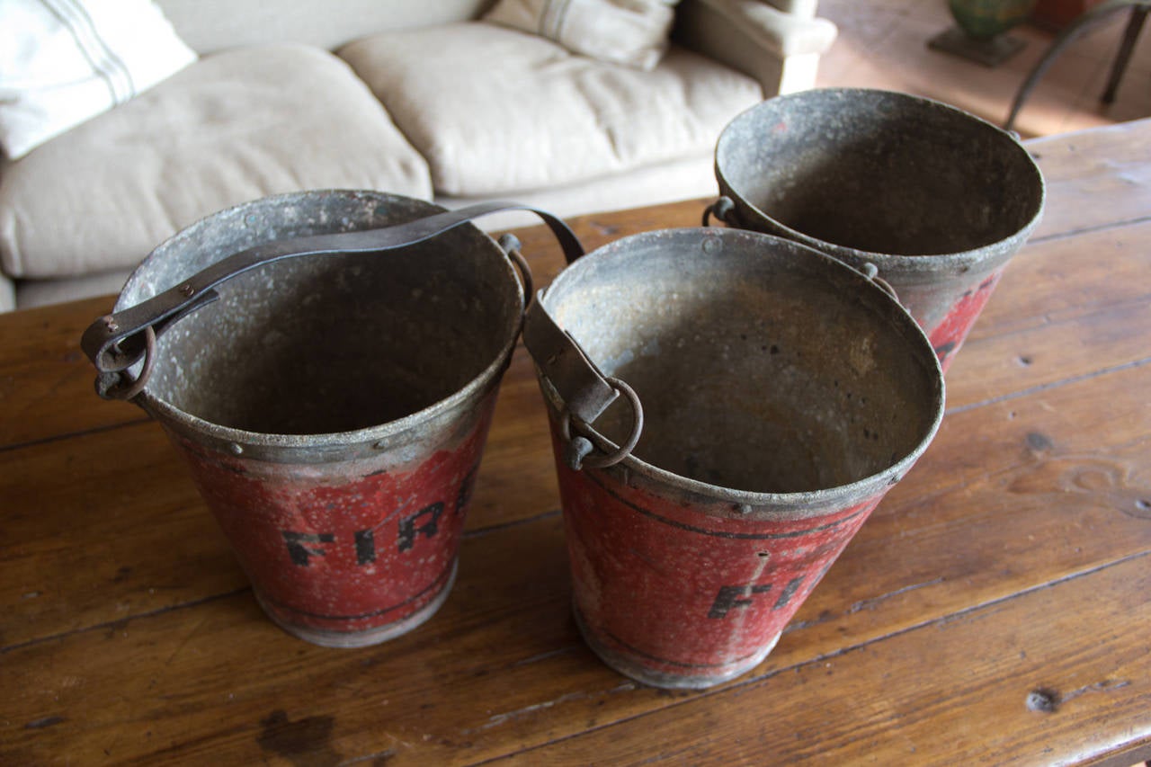 British Set of Two Antique English Fire Buckets