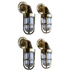 Set of 4 Vintage Brass Bulkhead Lanterns