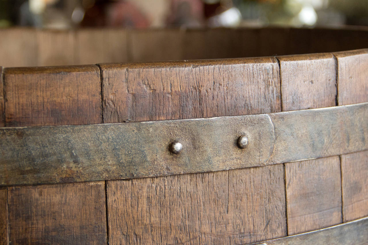 Wood Antique French Wine Harvesting Barrel