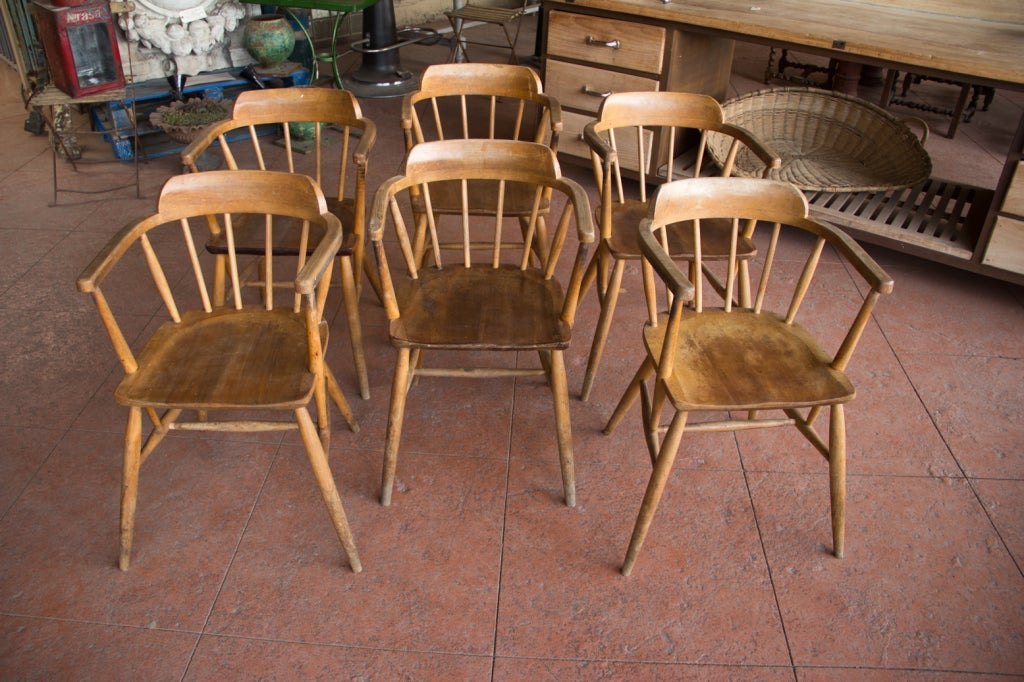 20th Century Set of 4 Vintage School Chairs