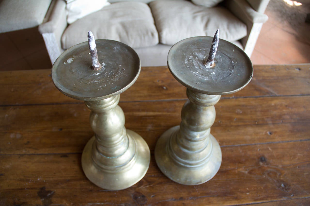 Pair of Brass Antique Candlesticks 2