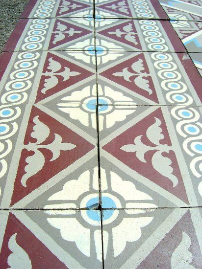 French Ceramic Encaustic Art Deco Hallway Floor