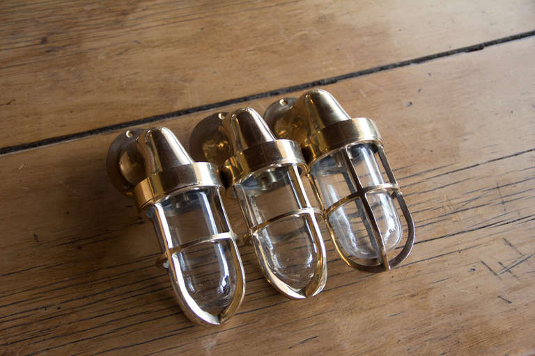 Set of Three Brass Nautical Lights