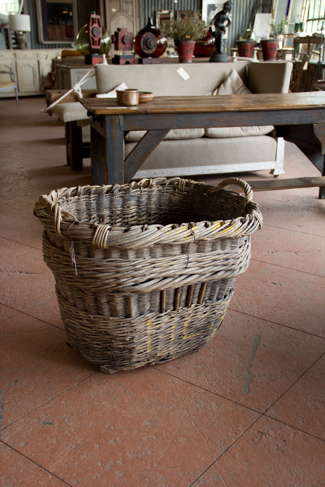 19th Century Antique Woven Grape Harvest Basket