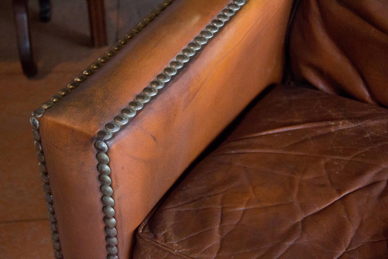 20th Century Vintage French Leather Settee